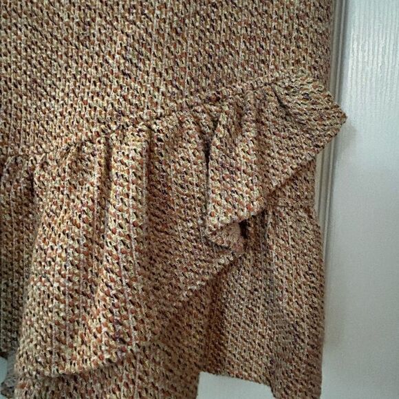 Anthropologie x Samantha Dru Tweed Wrapped Ruffle Hem Skirt Coral Peach womens 6 - Picture 13 of 16